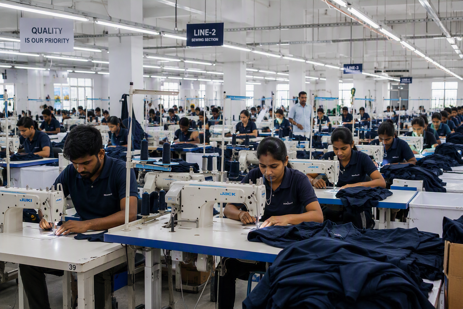 Garment factory sewing machines Tirupur India