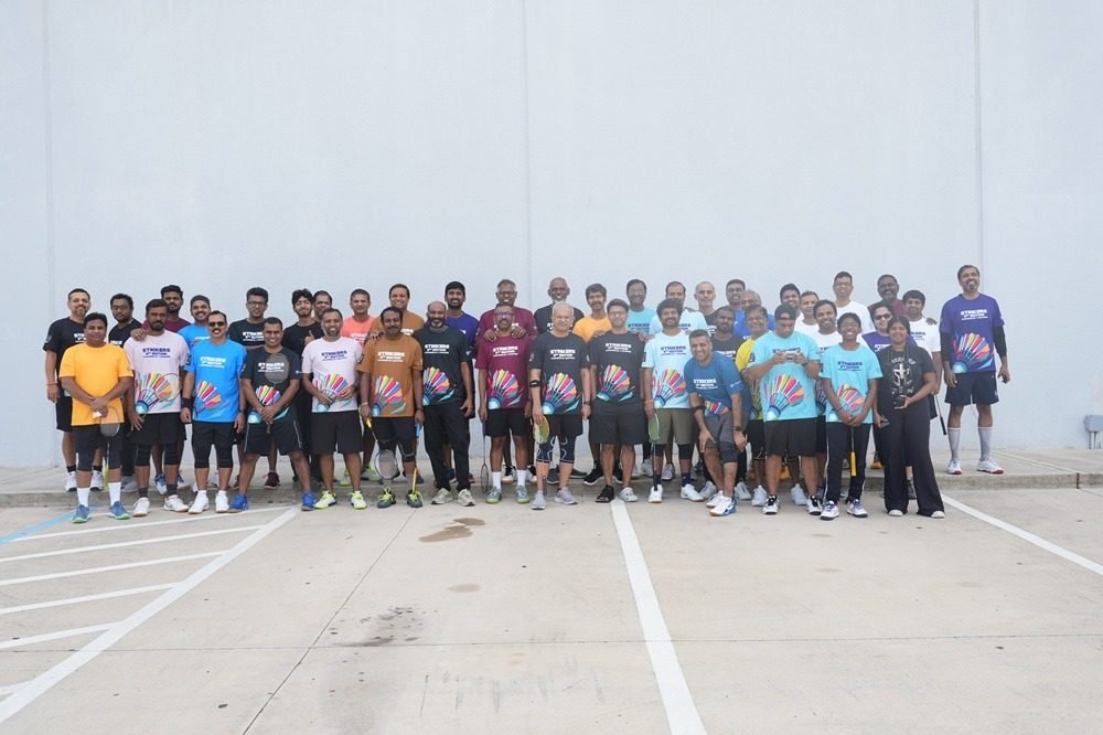 Strikers Badminton Club Houston wearing Fabric Crew jerseys